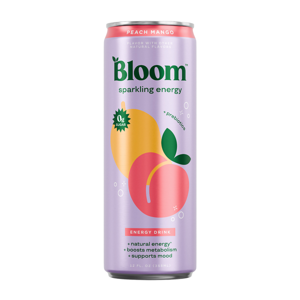 Bloom Sparkling Energy Peach Mango can